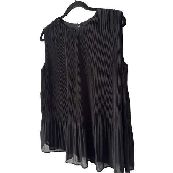H&M Women’s M Whimsigoth Pleated Sleeveless Tunic Sheer Lined Blouse Boho Chic - Picture 2 of 8